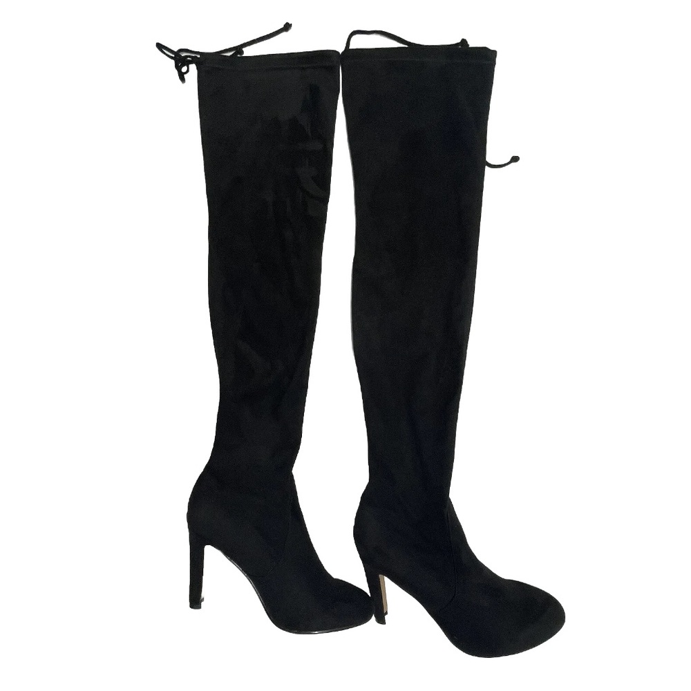 Express Over The Knee Faux Suede Heeled Boots Black Sz 8